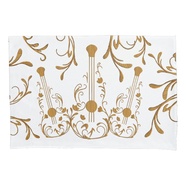 Housse D'oreillers Guitares en bois (devant)