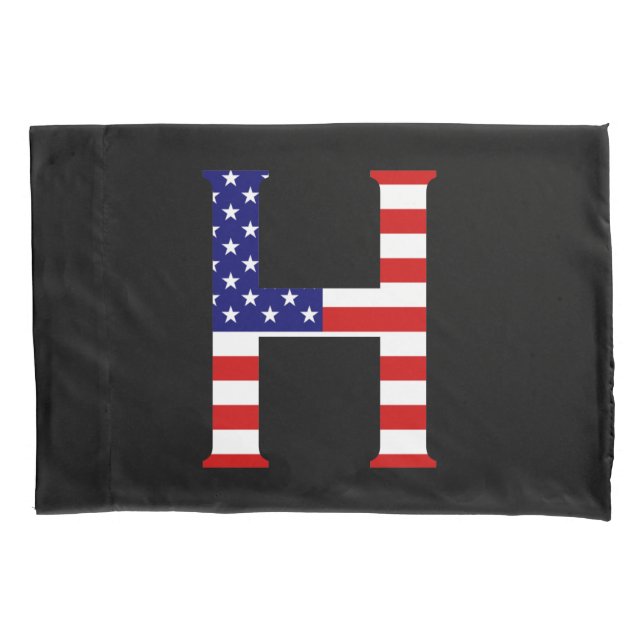 Housse D'oreillers H Monogramme superposé sur le drapeau américain pc (devant)