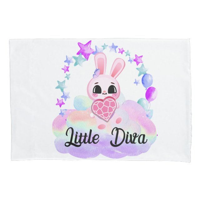 Housse D'oreillers Happiness magic sweet bunny in the rainbow (devant)