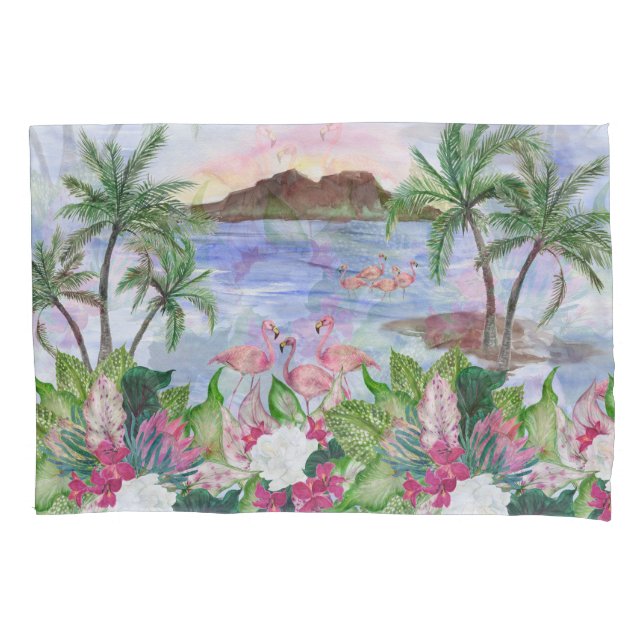 Housse D'oreillers Hawaiian Bliss : Motif d'aquarelle tropicale (devant)