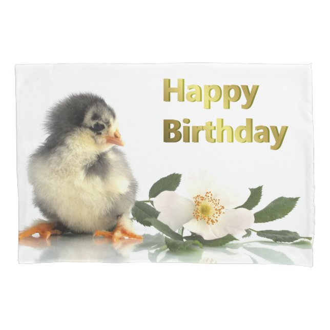 Housse D'oreillers heureux anniversaire bébé chiches animal (devant)