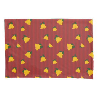 Housse D'oreillers Holiday Red Gold Stripe Bells Christmas