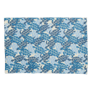 Housse D'oreillers Honu Sea Turtle Hawaiian Aloha Reversible Indigo