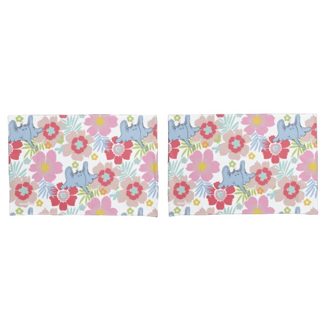 Housse D'oreillers Horton Entend Un Qui | Motif à fleurs Pastel (devant-Set)