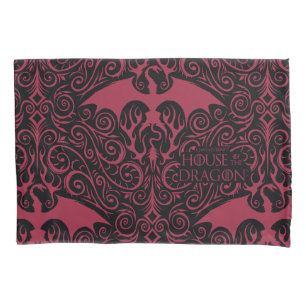 Housse D'oreillers HOUSE OF THE DRAGON   Red Dragon Filigree Pattern