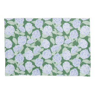 Housse D'oreillers Hydrangea Florale Bleue et Verte