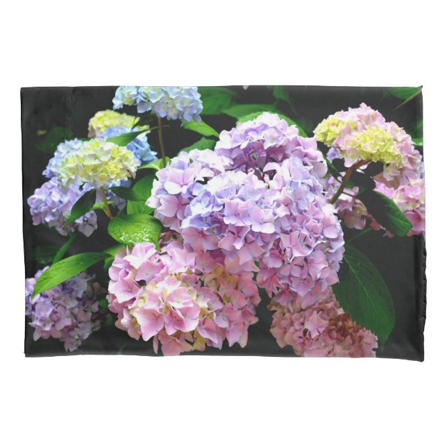 Housse D'oreillers Hydrangea garden, rose, bleu, purple floral (devant)