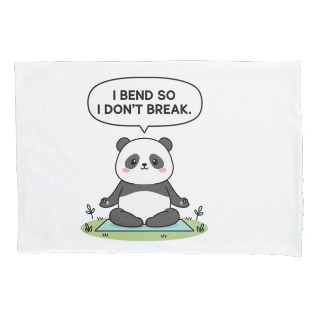 Housse D'oreillers “I Bend So I Don’t Break” panda design (devant)