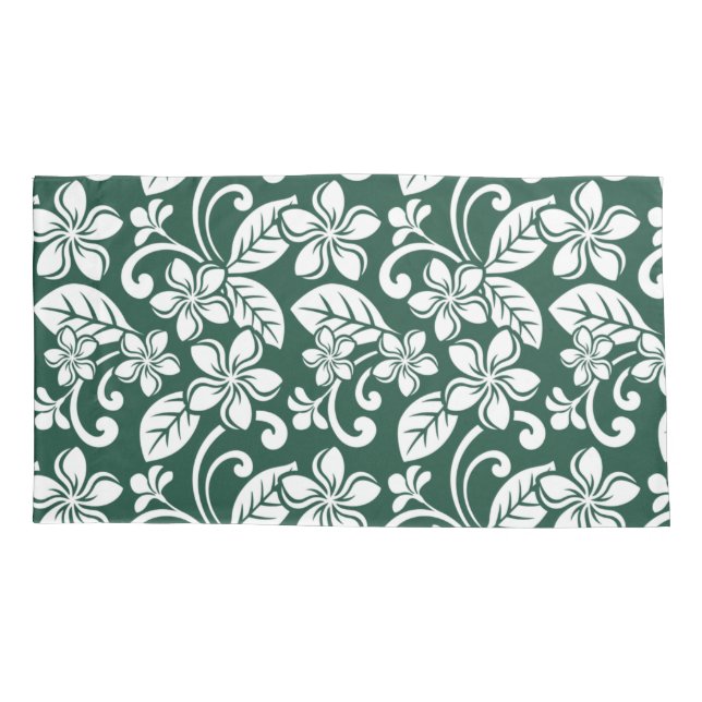 HOUSSE D'OREILLERS ÎLE PLUMERIA (VERT FORESTIER) (Dos-gauche)