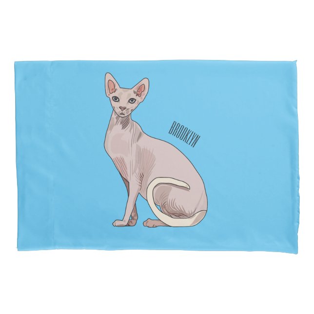Housse D'oreillers illustration de chat Sphynx de dessin animé  (devant)
