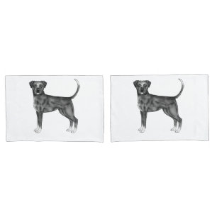 Housse D'oreillers Illustration De Chien De Boxer Allemand En Noir Et