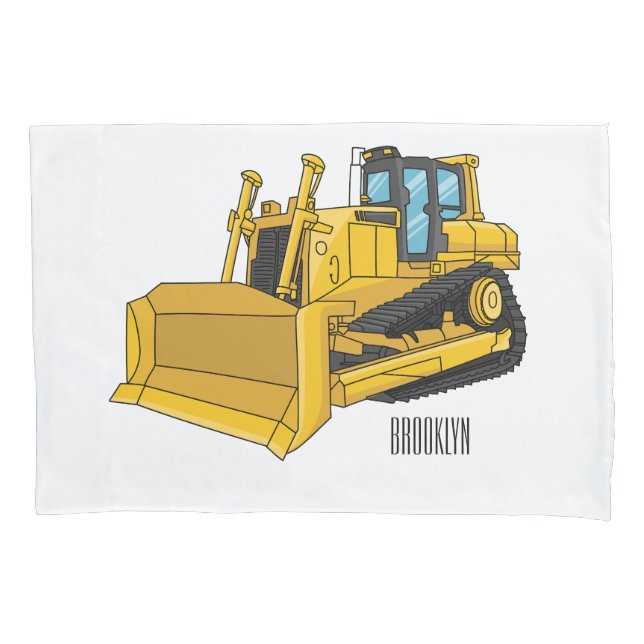 Housse D'oreillers Illustration de dessin animé Bulldozer (devant)