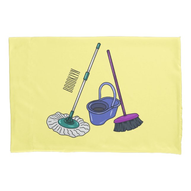 Housse D'oreillers Illustration de la bande dessinée Broom & mop (devant)