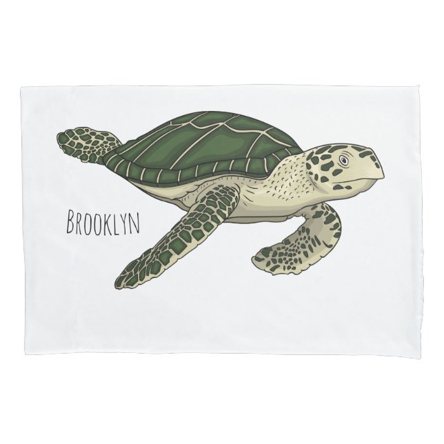 Housse D'oreillers Illustration de tortue marine de dessin animé (devant)