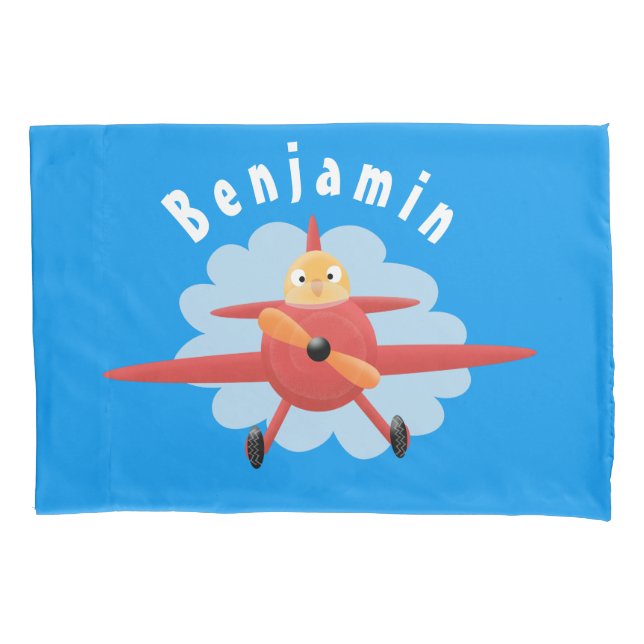 Housse D'oreillers Illustration d'un avion rouge volant mignon (devant)