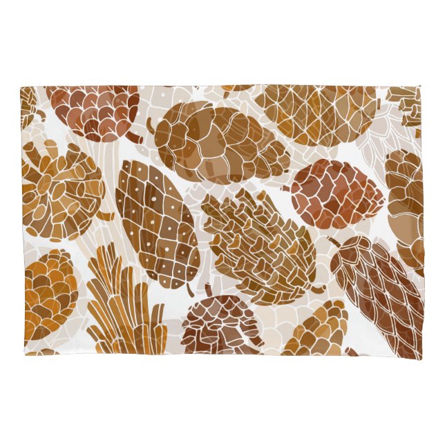 Housse D'oreillers Illustration motif cônes de pin. (devant)