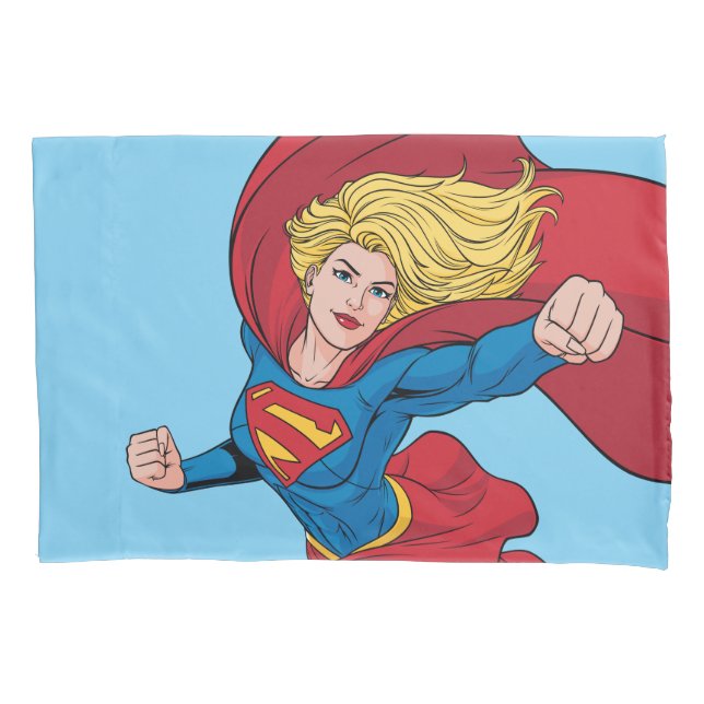 Housse D'oreillers Illustration Supergirl volant vers le haut (devant)
