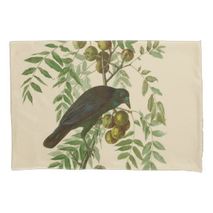 Housse D'oreillers Impression d'oiseau Grackle Violet d'Audubon Botan