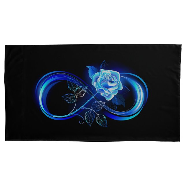 Housse D'oreillers Infini lumineux avec rose bleue (devant)