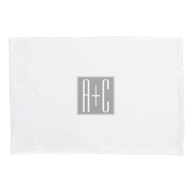 Housse D'oreillers Initails ou Other Text | White & Grey (devant)