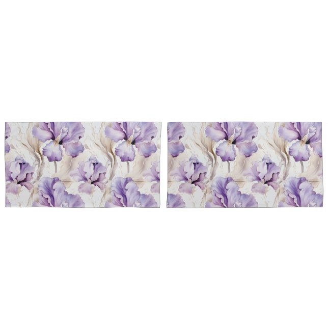 Housse D'oreillers Iris Fleur Romantique Violet   (devant-Set)
