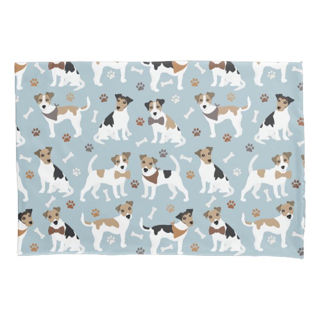 Housse D'oreillers Jack Russell Terrier Paws et Bones Coussin Coque (devant)