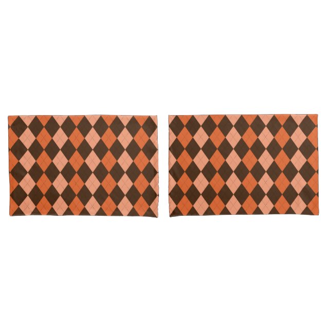 Housse D'oreillers Jacquard d'automne rétro orange et Brown (devant-Set)