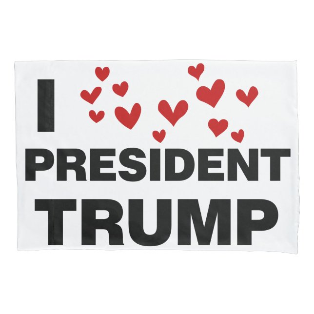 Housse D'oreillers J'aime les coeurs du président Trump (devant-gauche)