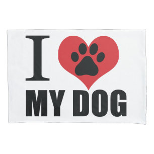 Housse D'oreillers J'aime mon chien jeter l'oreiller