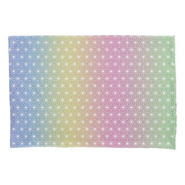 Housse D'oreillers Japonais Asanoha traditionnel Print Pastel Arc-en- (devant-gauche)