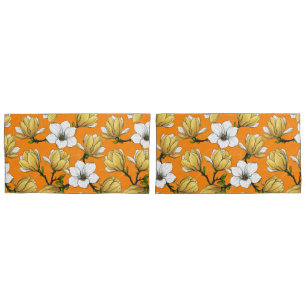 Housse D'oreillers Jardin de Magnolia en jaune