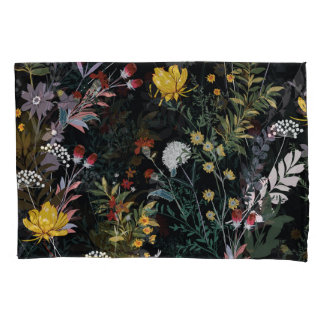 Housse D'oreillers Jardin floral foncé : Motif nocturne florissant