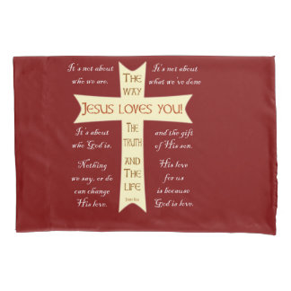 Housse D'oreillers Jesus Love You - Red Pillowcase - corrigé