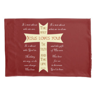 Housse D'oreillers Jésus t'aime - Pillowcase rouge