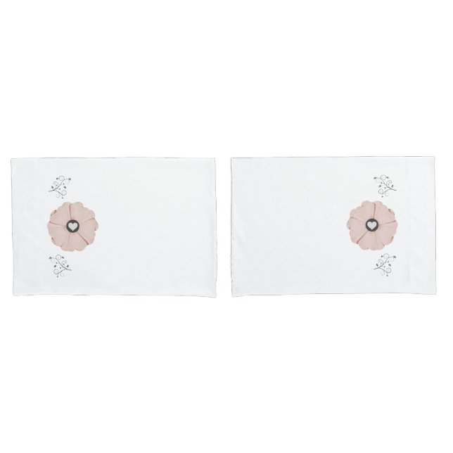 Housse D'oreillers Jeu de costumes rose Floral/Vin Standard (devant-Set)