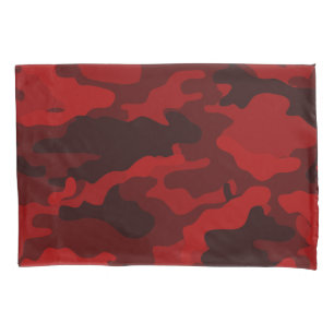 Housse D'oreillers Jeu de tonneaux de camouflage rouge foncé