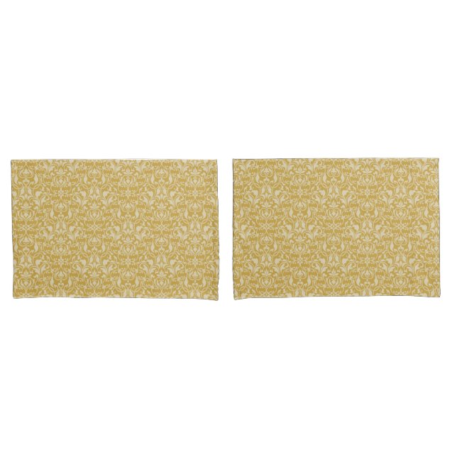 Housse D'oreillers Jeu d'oreillers d'impression Gold Damask (devant-Set)
