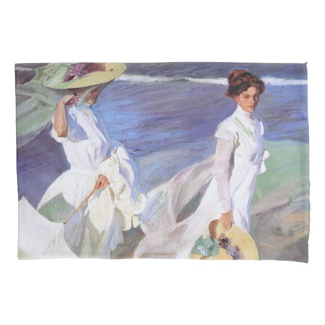 Housse D'oreillers Joaquin Sorolla Femmes Promenade Plage (devant)