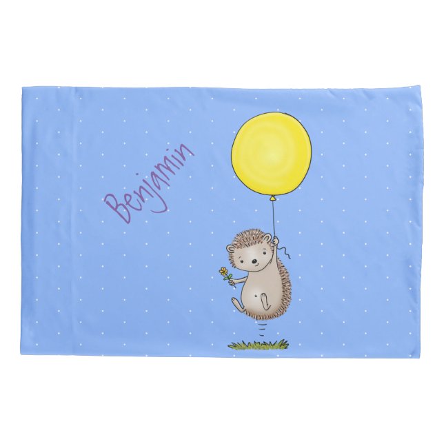 Housse D'oreillers Joli hérisson et motif de dessin animé de ballon (Dos)