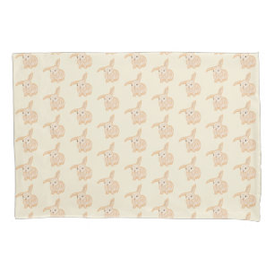 Housse D'oreillers Joli lapin lapin Brown - transparent sur beige.