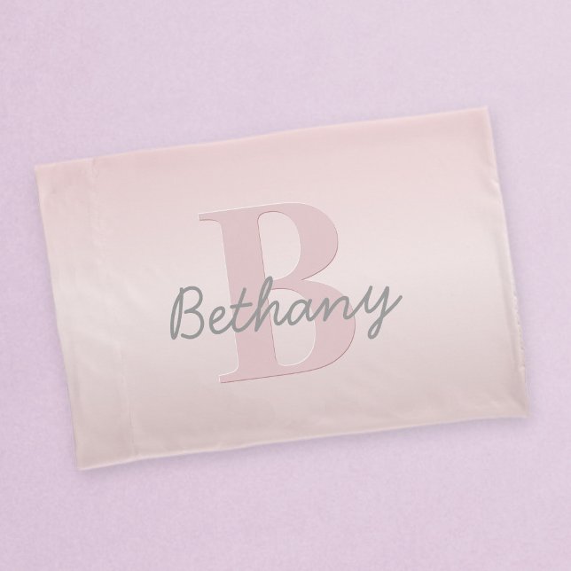 Housse D'oreillers Joli Monogramme rose personnalisable et votre nom  (Créateur téléchargé)