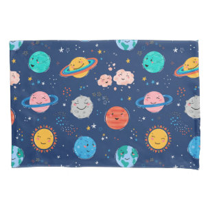 Housse D'oreillers Joli Motif Planète Souriante