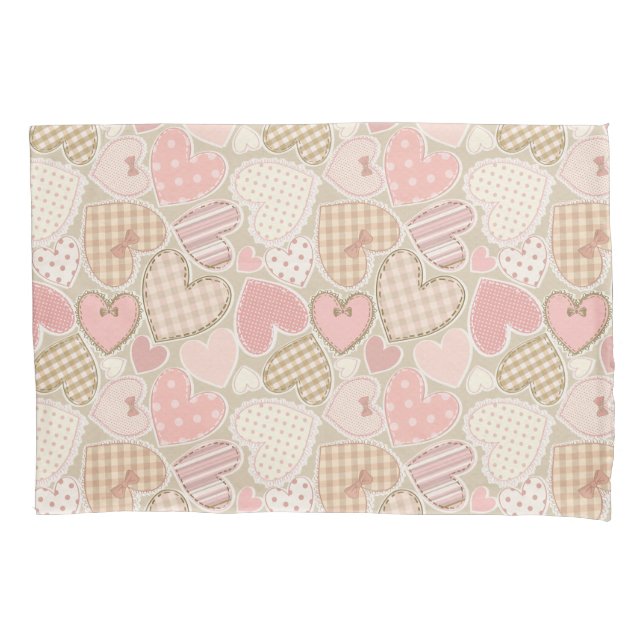Housse D'oreillers Jolie courtepointe Motif Coeurs roses Bows (devant)