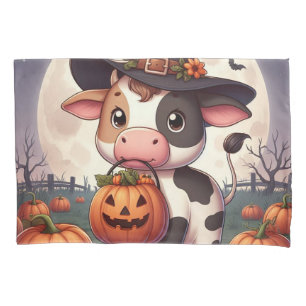 Housse D'oreillers Jolie vache sorcière Halloween