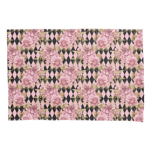 Housse D'oreillers Jolies roses roses sur Arlequin (devant)