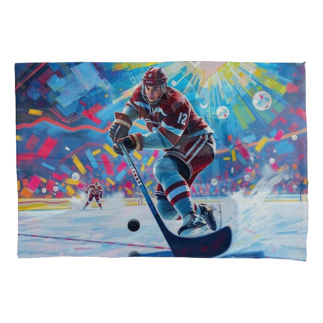 Housse D'oreillers Joueur de hockey à But (devant)