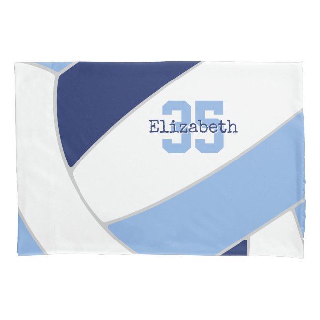 Housse D'oreillers joueur de volley-ball bleu clair marine (devant)