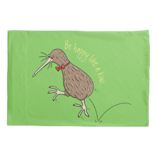 Housse D'oreillers Joyeux kiwi de saut avec dessin de cravate arc