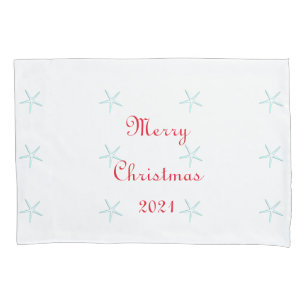 Housse D'oreillers Joyeux Noël Custom Starfish Photo Turquoise Blanc