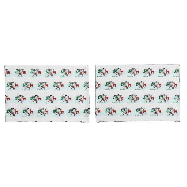 Housse D'oreillers Joyeux Noël ! Snowman avec amis (devant-Set)